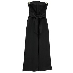 BooHoo Black Belted Jumpsuit Wide Leg Pockets Sz. 8P NWT